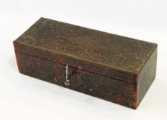 Lacquer box with faux-tortoiseshell inlay, floral and scroll brass decoration,