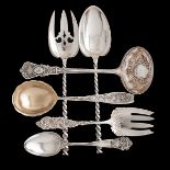 American Sterling Serving PiecesÊ American, 20th century. An assembled group of six sterling
