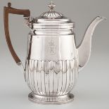 Regency Sterling Armorial Coffee PotÊ English, 1813. A sterling silverÊcoffee pot with wooden handle