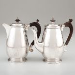 George VI Sterling Tea and Water Pots, PlusÊ English, 1939-1940. A sterling silver hot water pot and