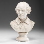 W. Milligan (English, 19th century)Ê Bust of a Manmarble with marble pedestalÊbasesigned on back