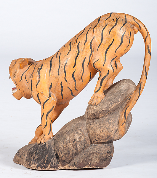 FolkArtTigerCarving,SignedC.L.BullÊ - Image 4 of 4