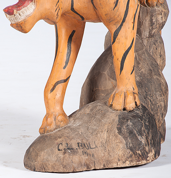 FolkArtTigerCarving,SignedC.L.BullÊ - Image 3 of 4