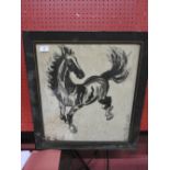 An early Chinese 20th century study ink wash of a horse with calligraphy to the right, ink wash,