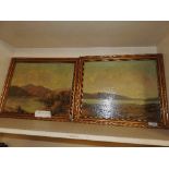 Harold Bennett (British b1880) lake scene landscapes pair oils on board signed 33cm x 38cm (2)