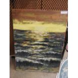 Unknown artist oil on canvas seascape at dusk unframed 120cm x 90cm