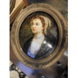 Two oval gilt framed Victorian portrait prints on glass 48cm x 40cm.