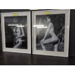 A pair of Foruno Bigang photographs depicting nude females framed and glazed