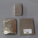 A hallmarked silver cigarette case in the form of a hardback book, one other silver cigarette case