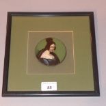 A 19th century oil on board portrait miniature of a lady, glazed and framed