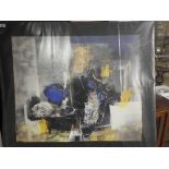 A large unframed mounted colour print abstract still life study, 80cm x 100cm.