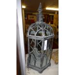 A distressed metal hall lantern with domed top and another similar smaller lantern (2)