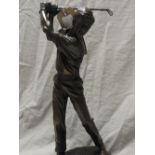A 1920's style bronzed figure of a golfer in full swing H45cm