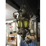 An early C20th gilt metal italianate hall lantern  H 58 cm