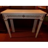 A French grey painted console table of s