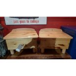 A pair of pine low tables fitted single