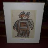 A pen and crayon figural study signed Cherside Bruno,