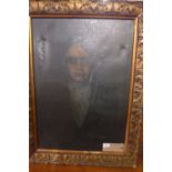 An Austro-Hungarian oil on canvas portrait of Beethoven in a carved gilded frame,