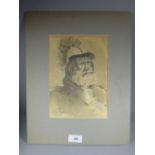 A Victorian pencil and watercolour portrait of a Spanish conquistador,
