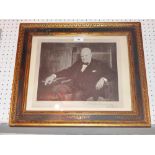 An ornately framed 1944 lithographic portrait of Sir Winston Churchill after Arthur Pan,