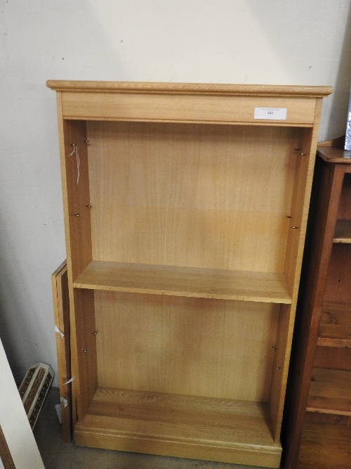 A pine open bookcase with adjustable shelves on plinth base. 
152cm x 90cm x 30cm.
