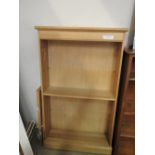 A pine open bookcase with adjustable shelves on plinth base. 
152cm x 90cm x 30cm.