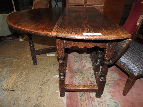 A late 17th early 18th century oak gateleg table,