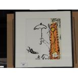 Marc Chagall "Umbrella and Clock" original lithograph, printed in 1957 by Mourlot Freres,