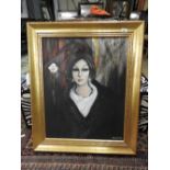 An oil on canvas profile of a lady - Tafforin - 95cm x 78cm