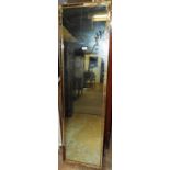 A contemporary Venetian wall mirror in a distressed marginal plated frame W 43cm x H 159cm (A/F