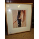 A limited print of a Lady in gilt framed signed 
65cm x 58cm