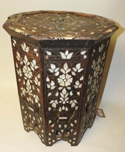 An early C20th Moorish design inlaid occasional table,