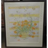 A large watercolour of a vase, signed J.