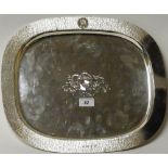 A modern silver rectangular tray, engraved with the British Insurance Association coat of arms,