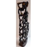 'Spirit' a beautifully carved Tanzanian ebony sculpture, signed and dated to the base, H. 72cm.
