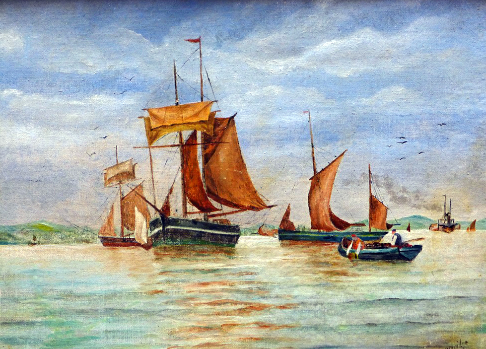 Frederick James Aldridge (British, 1850-1933) Two similar marine scene oil on boards, - Image 5 of 7