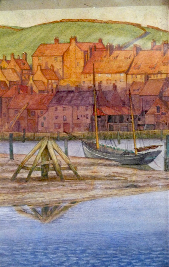 Bernard Sleigh (British, 1872 - 1954) A 19th Century watercolour illustrating a harbour scene,