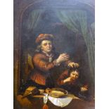 After Gerrit Dou (Dutch, 1613 - 1675) An oil on copper depicting 'The Dentist', unsigned,