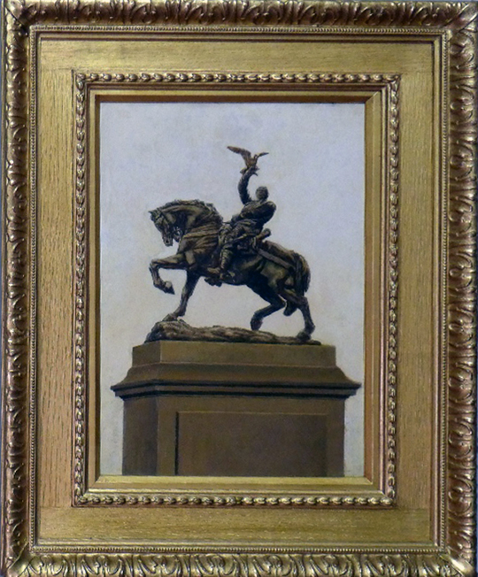 George Frederick Watts (1817 - 1904) an oil on canvas depicting a statue of Lord Lupus on horseback, - Image 2 of 2