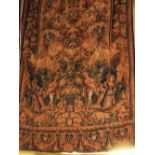 An early 20th century wall hanging tapestry of a 17th century Flemish design depicting figures in a