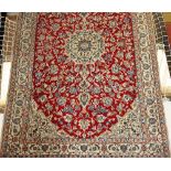 A handmade part silk Persian Nian carpet,