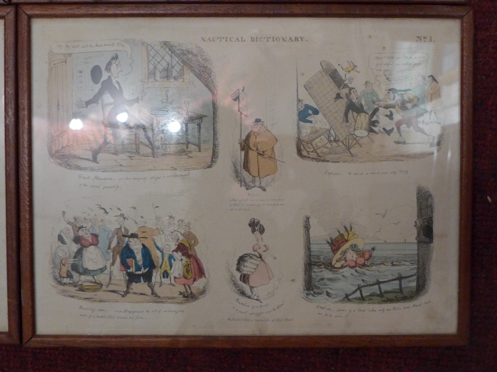 A set of six 19th century Nautical Dictionary coloured engravings, glazed and framed. - Image 3 of 7