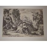 Four mid 17th century engravings from a larger set in the European Continental 'Pastoral Idyll'