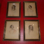 A set of four portrait prints of young ladies by W.H.