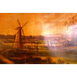 A signed mid 20th century oil on canvas by Becker showing an extensive river landscape with