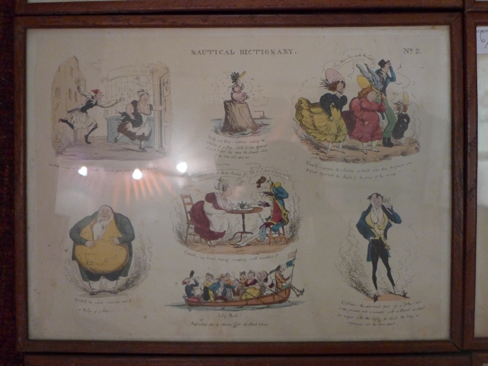 A set of six 19th century Nautical Dictionary coloured engravings, glazed and framed. - Image 5 of 7
