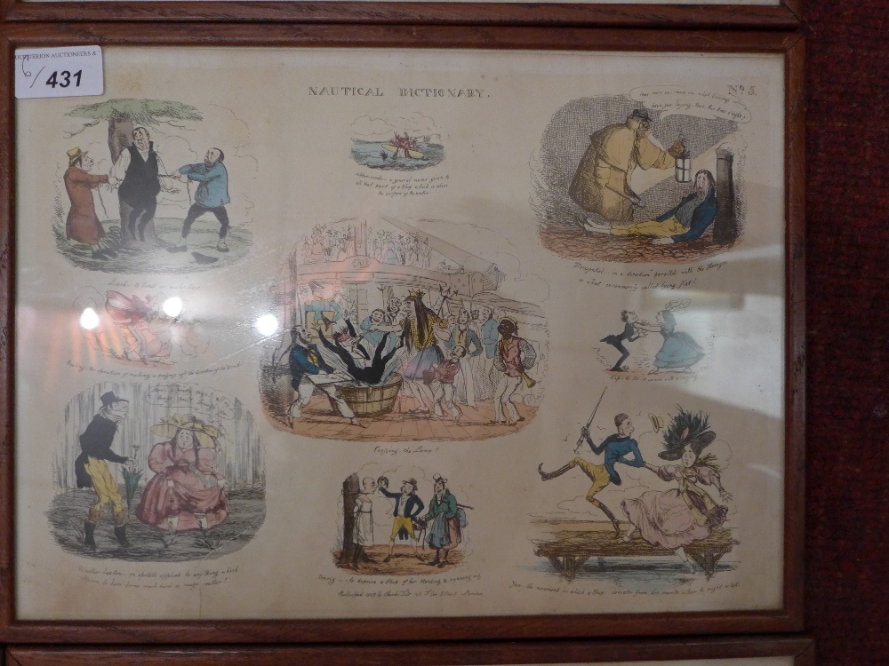 A set of six 19th century Nautical Dictionary coloured engravings, glazed and framed. - Image 4 of 7
