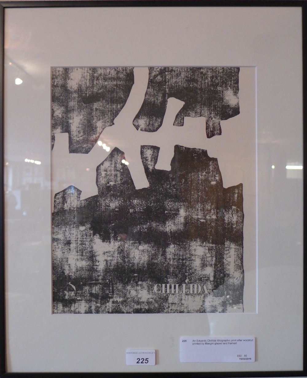 An Eduardo Chillida lithographic print after woodcut printed by Maeght glazed and framed - Image 2 of 2