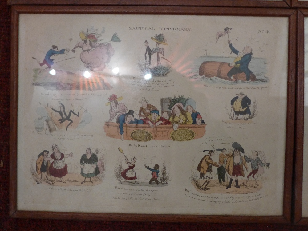 A set of six 19th century Nautical Dictionary coloured engravings, glazed and framed. - Image 2 of 7