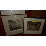 Five glazed and framed Ackermann prints including "Hospital, Middlesex" and "Doctor in Physic".